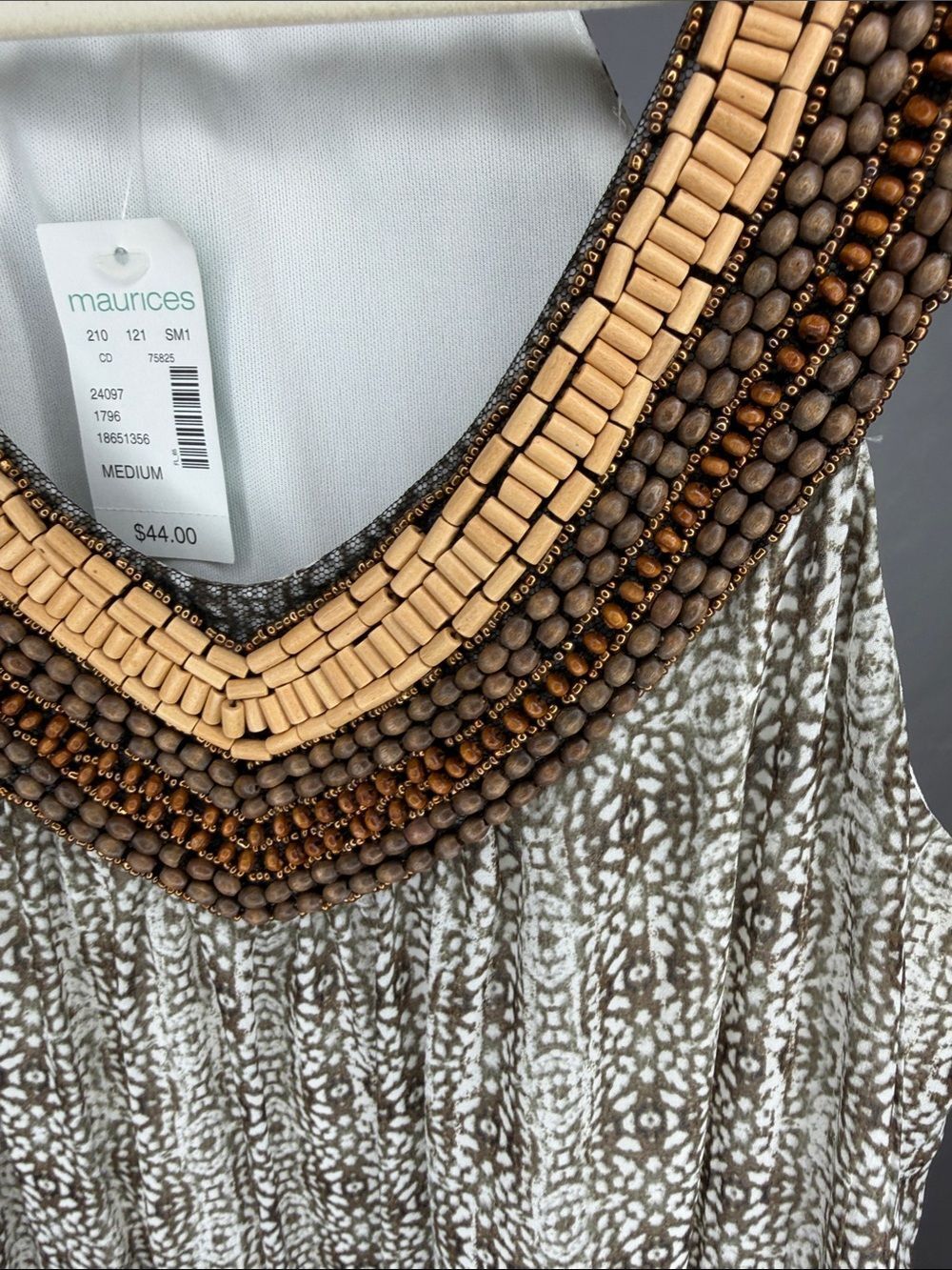 Maurices Black & Tan Beaded V-Neck Knit Mini Dress - Picture 3 of 5